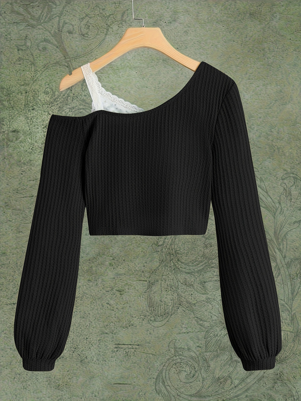 Lace Trim Off-Shoulder T-Shirt