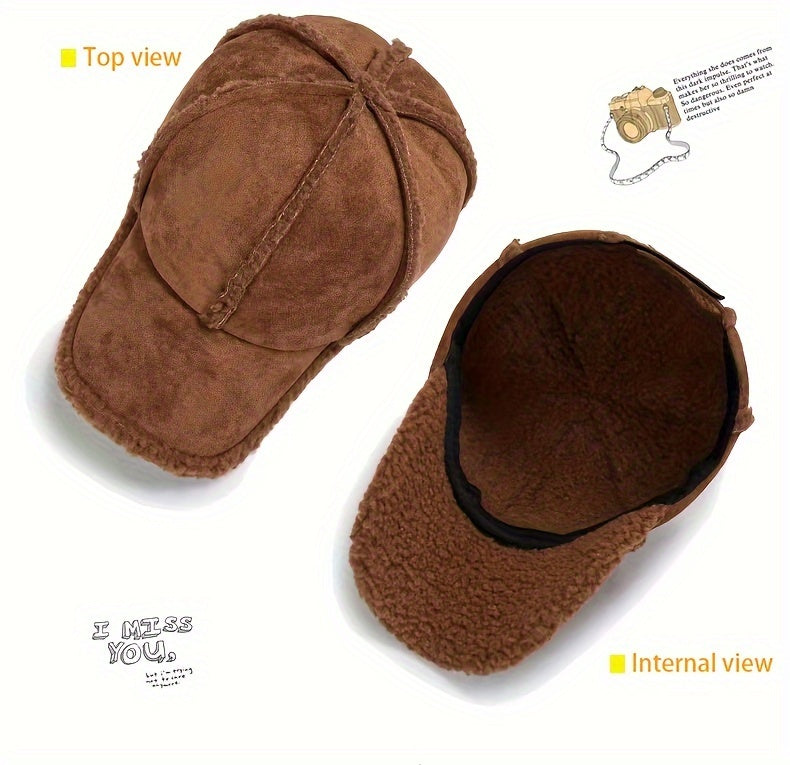 Polyester Baseball Cap with Imitation Lamb Lining