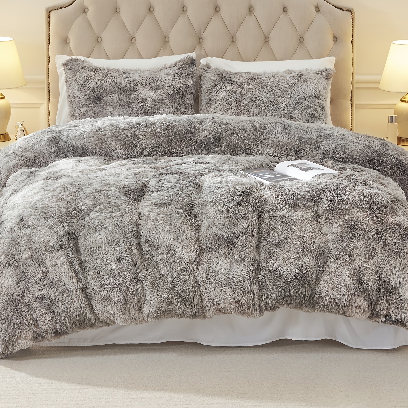 {2/3pcs} Plush Shaggy Fluffy Duvet Cover Set