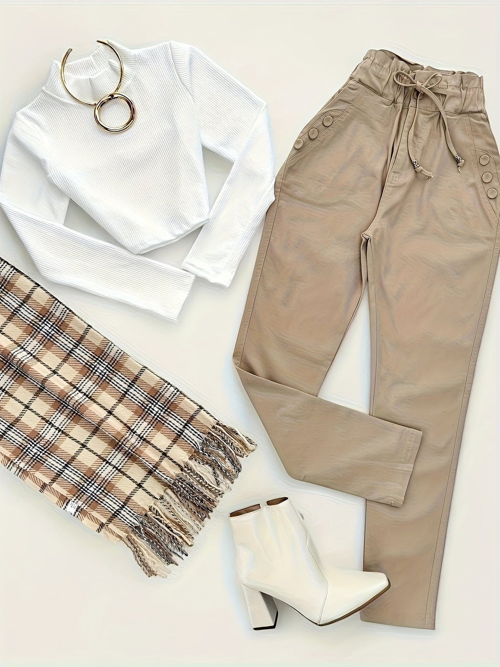 Color Block Women'S Two-Piece Set, Spring/Summer Crew Neck Top, Dark Pants