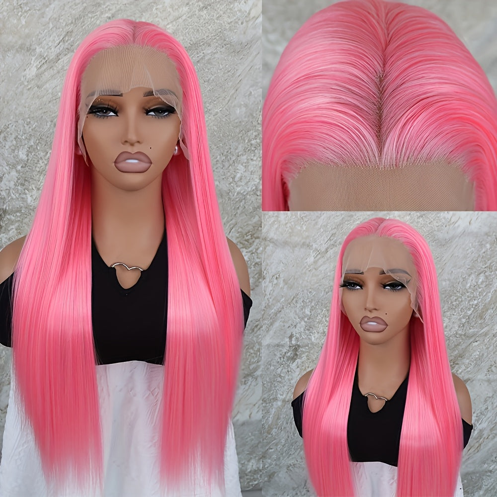 26" Long Pink Lace Front Wig