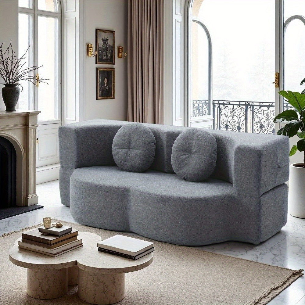 2-in-1 Convertible Folding Sofa Bed with Mattress