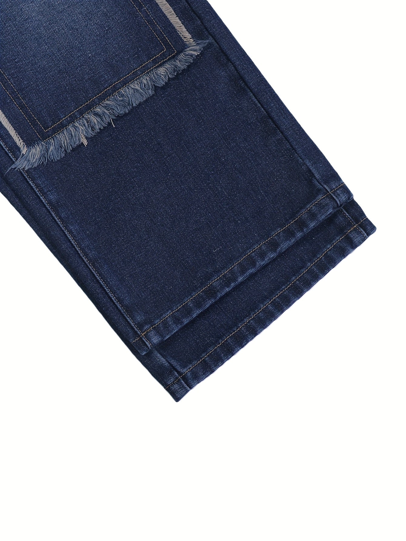 Low-Rise Straight-Leg Jeans with Fur-Like Patchwork Hem