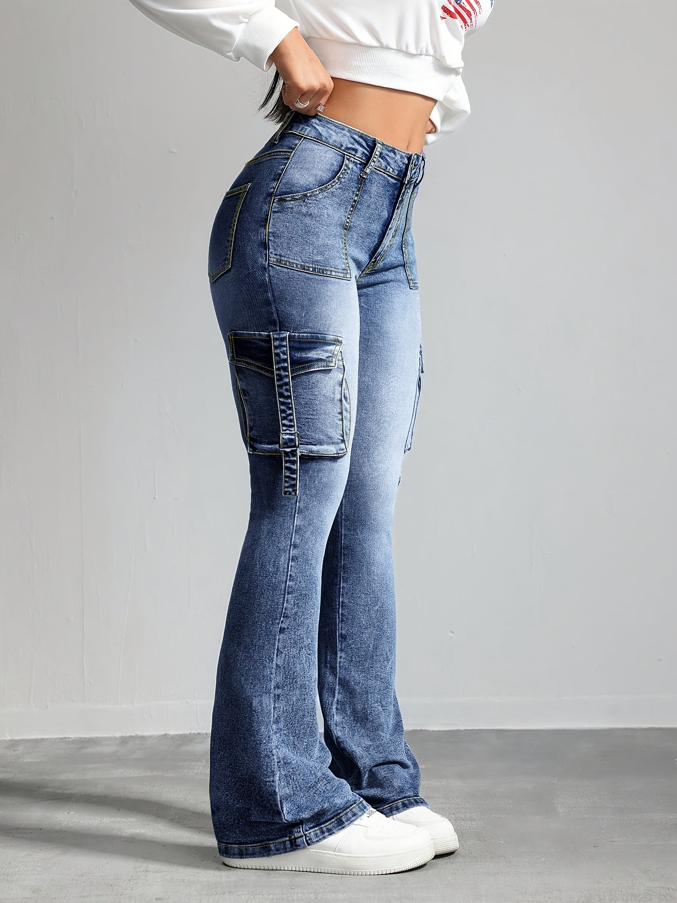 High-Waisted Stretch Flared Jeans