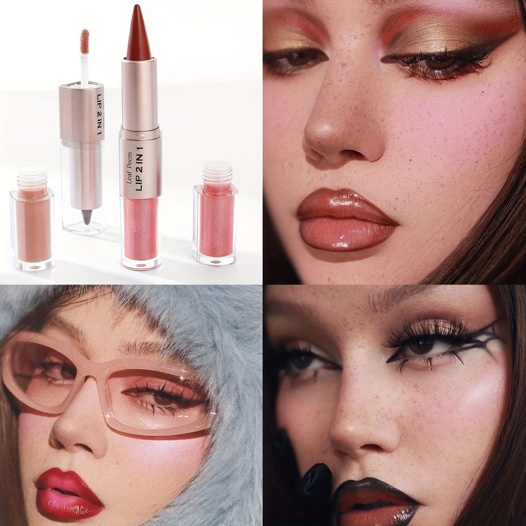 Double Effect Matte Gloss Lipstick, 2-in-1 Dual-Ended Lip Gloss & Lipstick