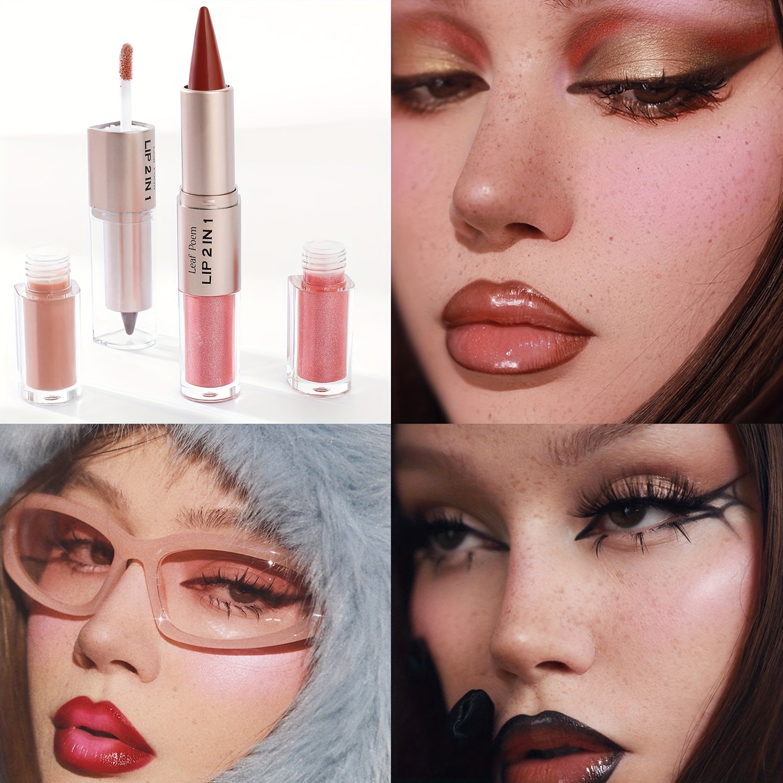 Double Effect Matte Gloss Lipstick, 2-in-1 Dual-Ended Lip Gloss & Lipstick