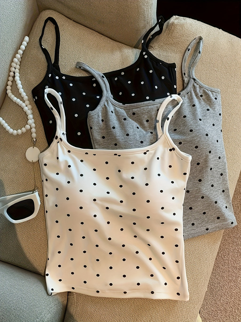 {3pcs} Polka Dot Bralette Set with Pads