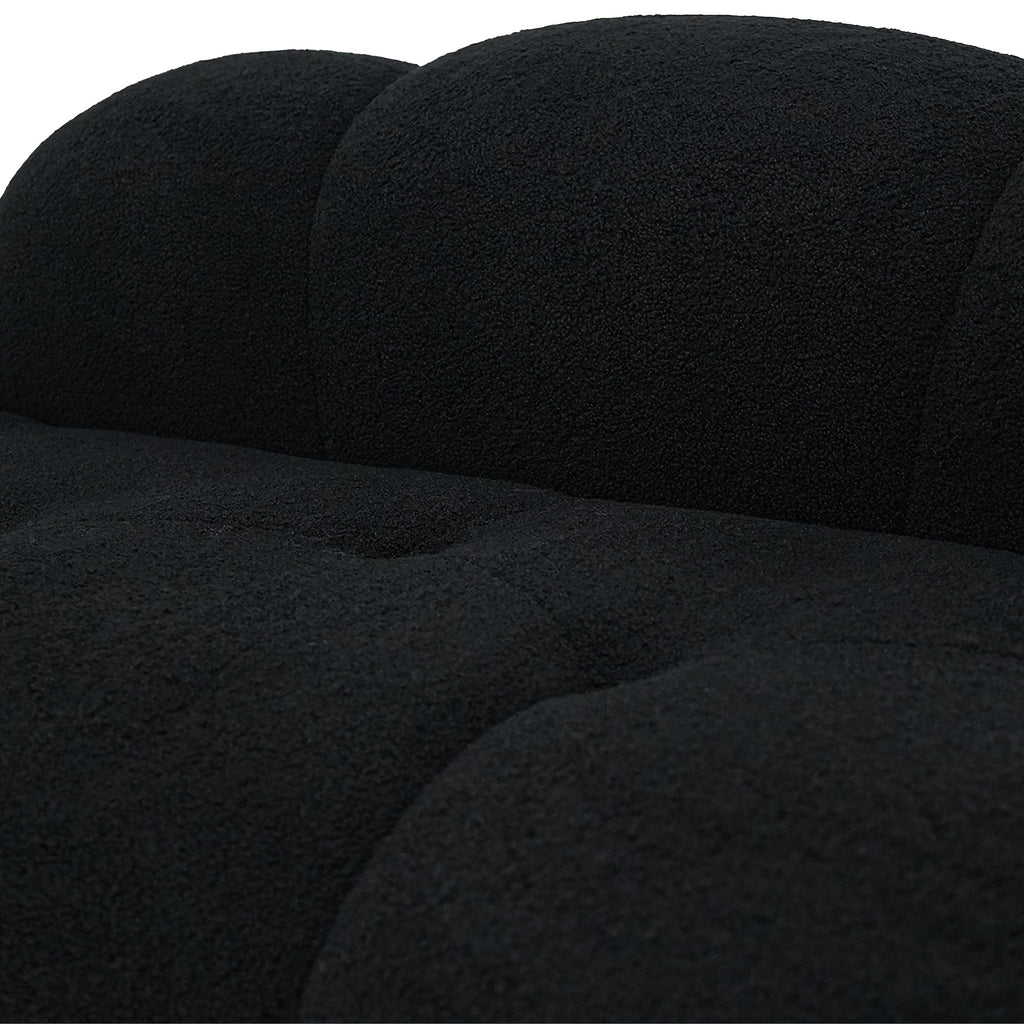 Modern Cloud-Shaped Sofa Bed-Like Couch - Black Sherpa Upholstery & Sponge-Filled, No Assembly Required, Space-Saving L-Shaped/ U-Shaped Sectional for Small Spaces, Apartments, Room - -Slip - Design (Engineered Wood