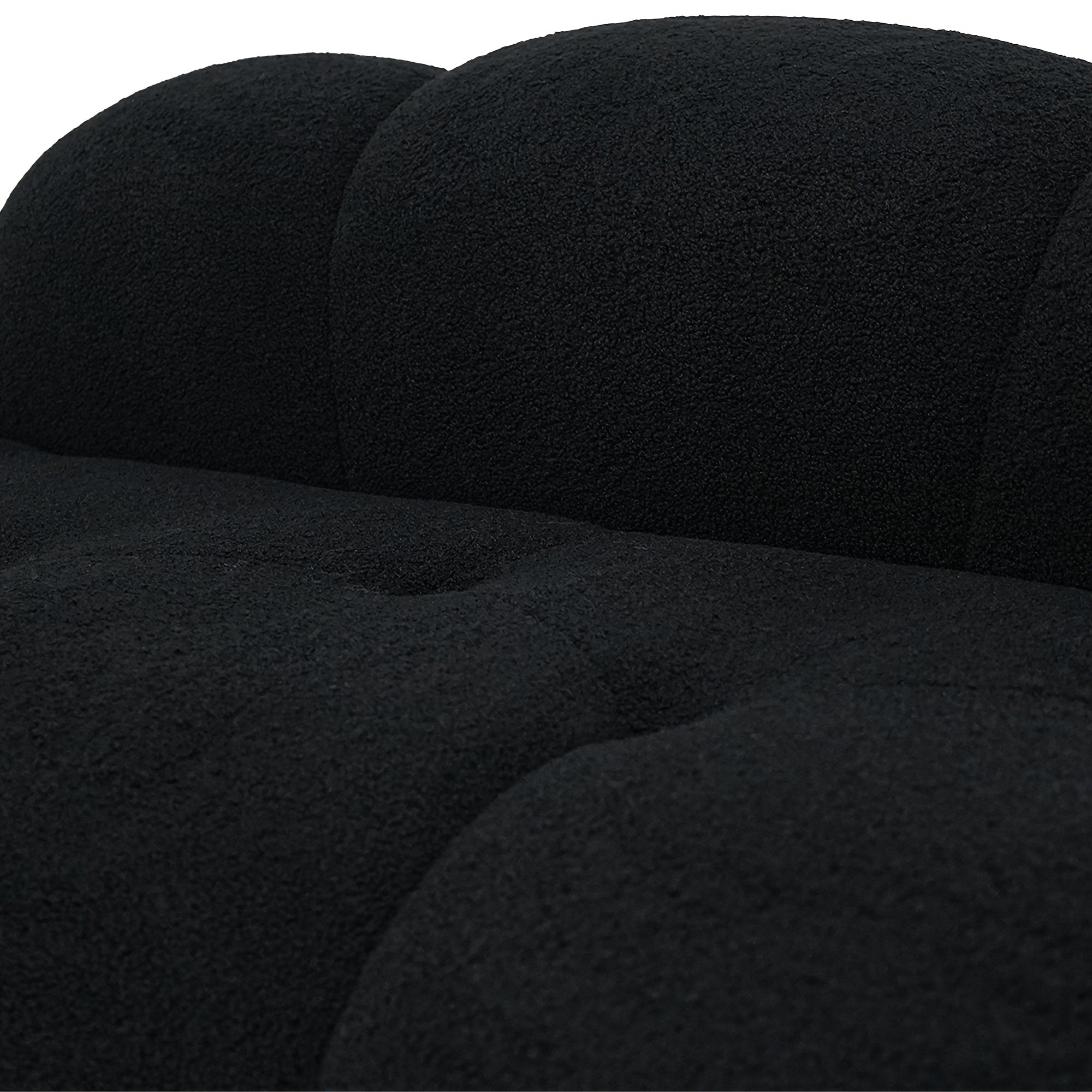 Modern Cloud-Shaped Sofa Bed-Like Couch - Black Sherpa Upholstery & Sponge-Filled, No Assembly Required, Space-Saving L-Shaped/ U-Shaped Sectional for Small Spaces, Apartments, Room - -Slip - Design (Engineered Wood