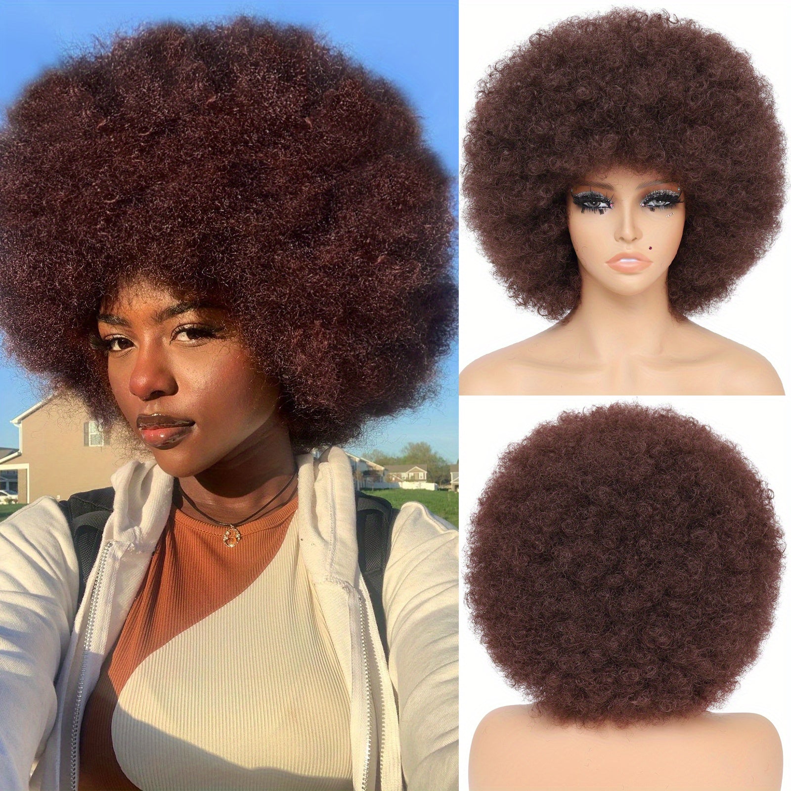 Large Bouncy Afro Kinky Curly Wig