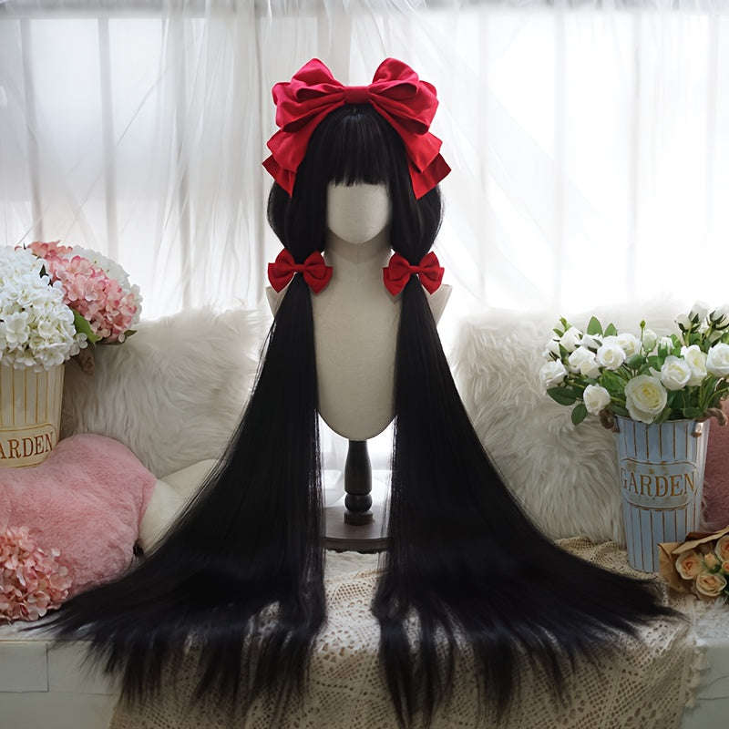 48-Inch Long Straight Wig with Bangs