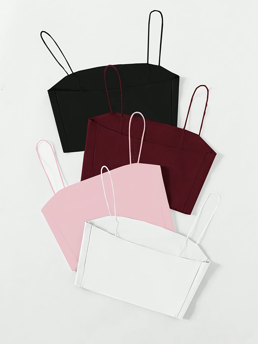 4pcs Set of Trendy, Minimalist Casual Waisted Camisoles, Camisole Tops for Women, Layering Essentials, Versatile Tops, Sleeveless Top, Elegant Style, Breathable Material, Comfortable Fit, Tank Tops, Camisole Set, Summer Wardr