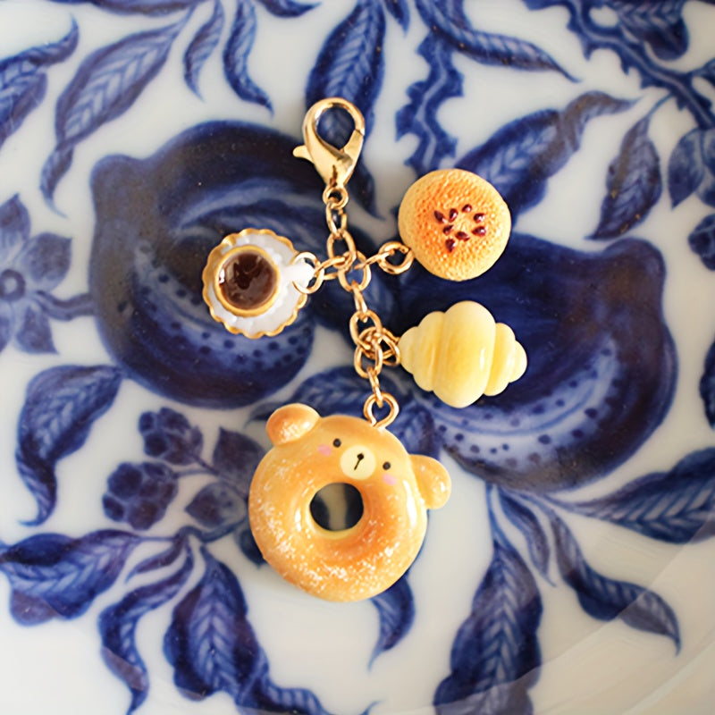 Charming Handmade Bear & Donut Keychain