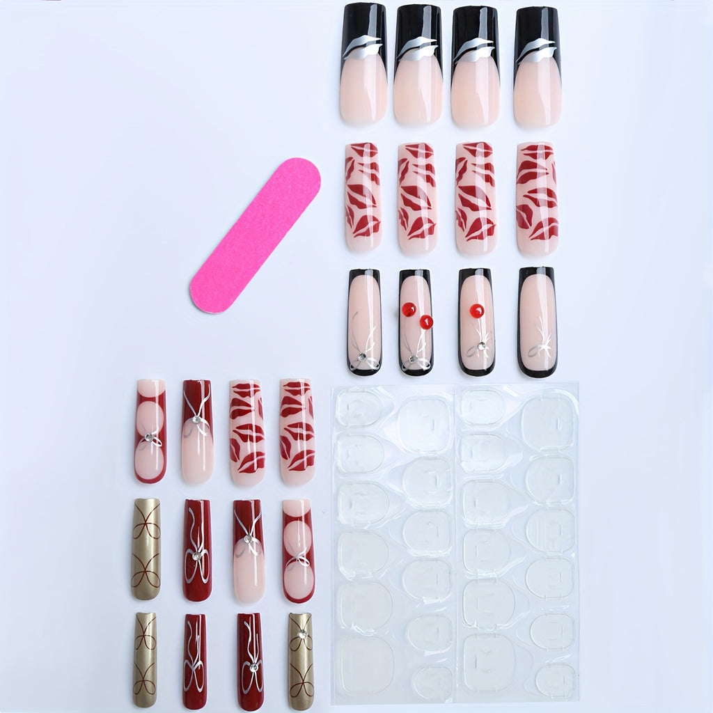 {24pcs} Long Square Press On Nails