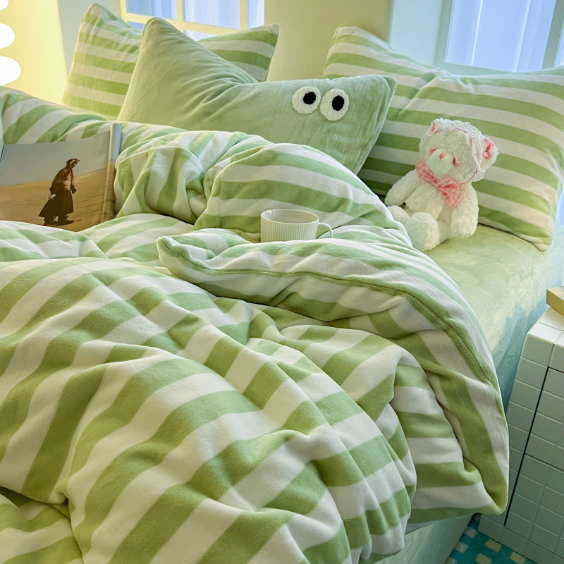 Milk Fleece Striped Duvet Cover