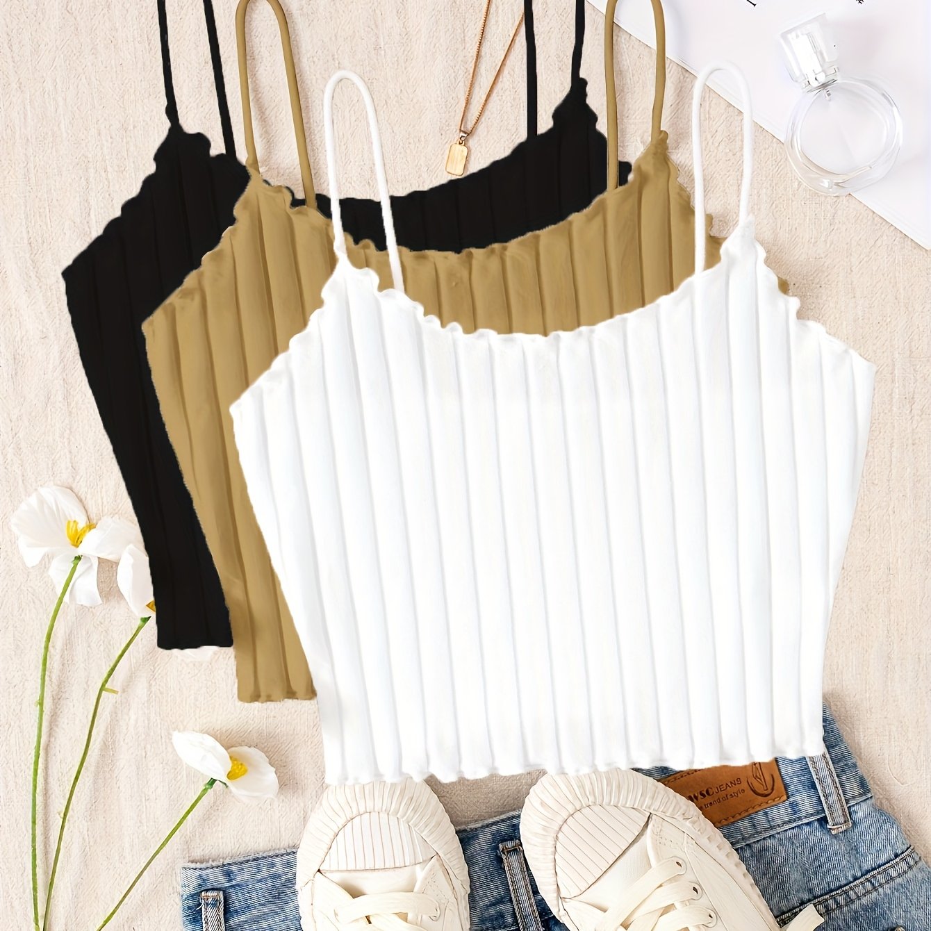 Womens Summer Clothing Bras for Women - Set of Three Spaghetti Strap Slingback - Elegant Viscose Smooth Fabric