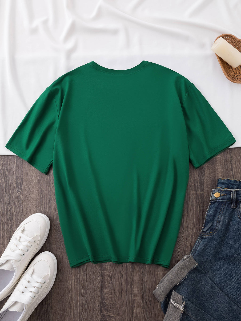Soft Polyester Crew Neck Short Sleeve T-Shirt