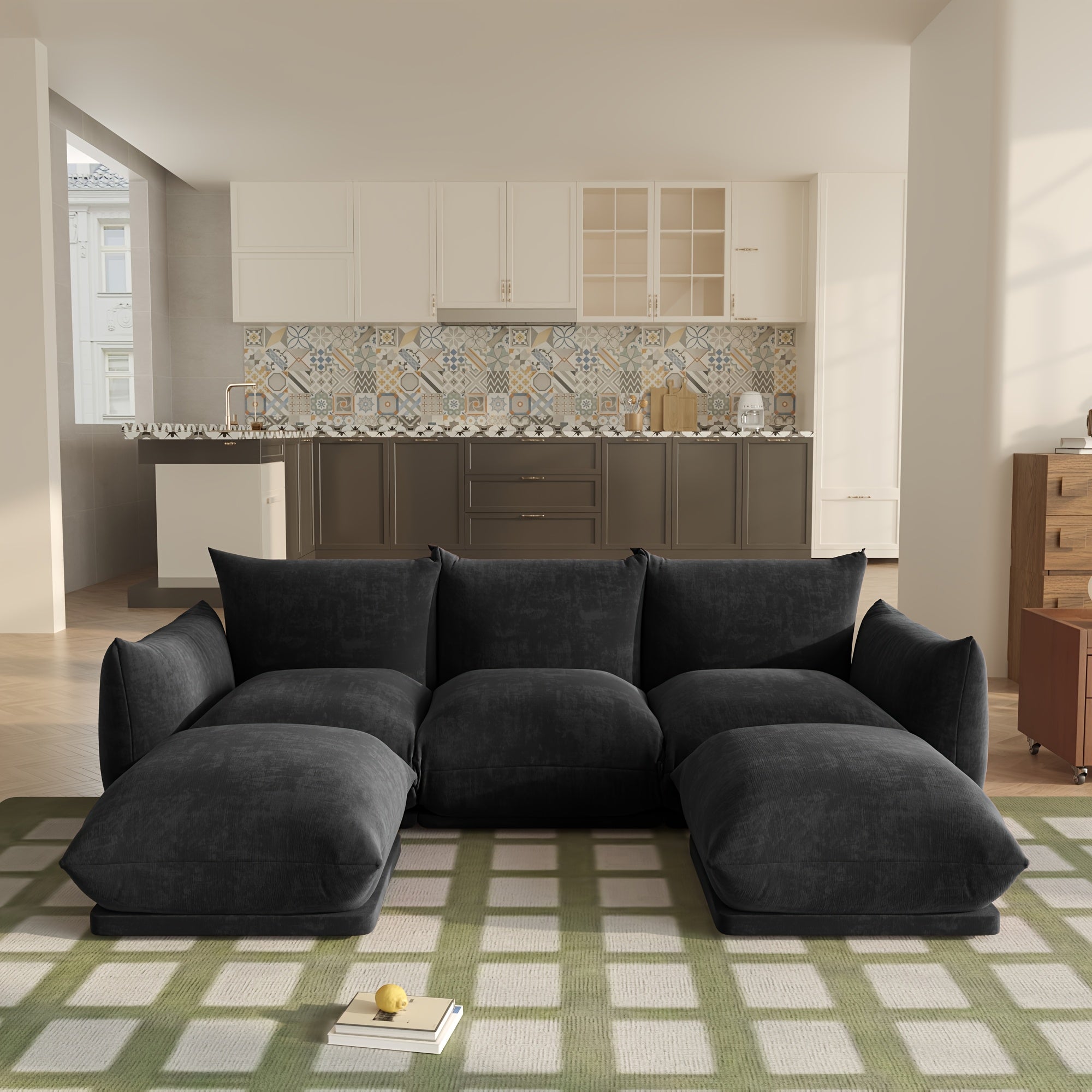 5-Seater Sectionals Couch With Wide Reversible Chaise Ottoman