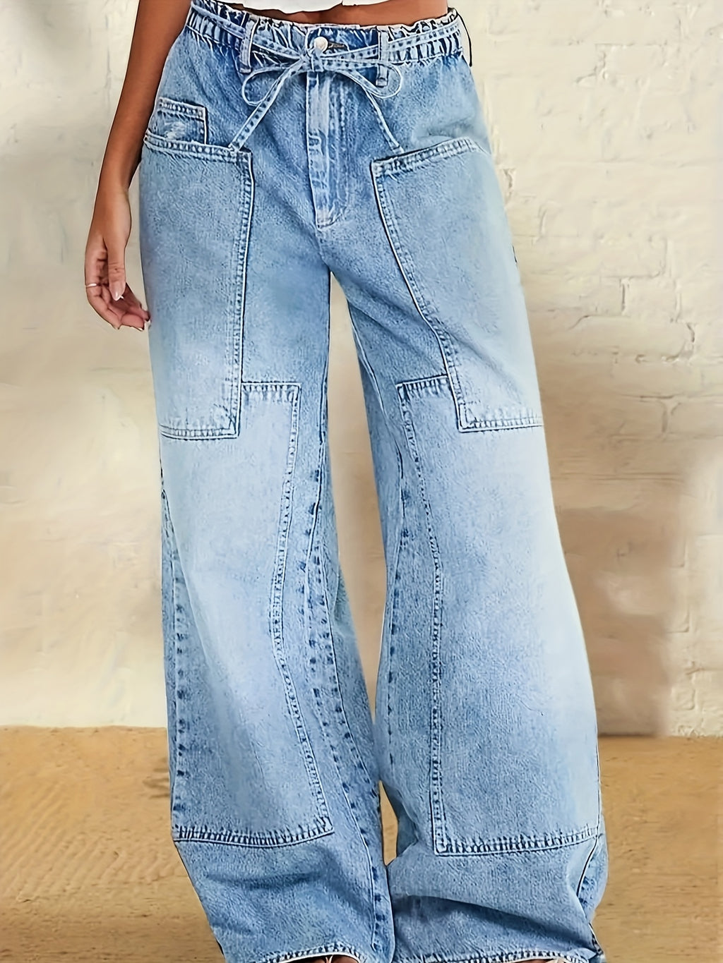 Non-Stretch Semi-Elastic Waist Pants