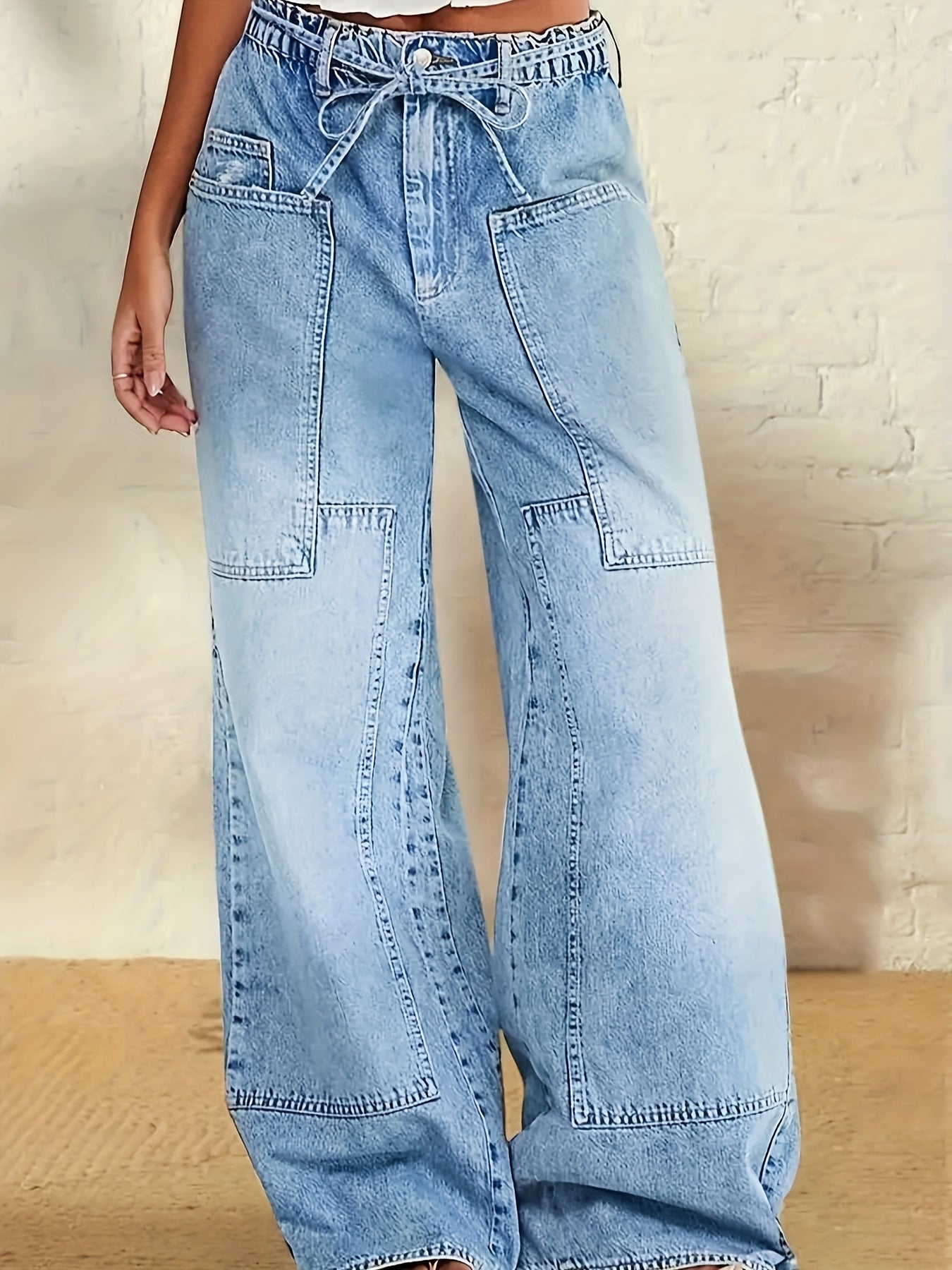 Non-Stretch Semi-Elastic Waist Pants