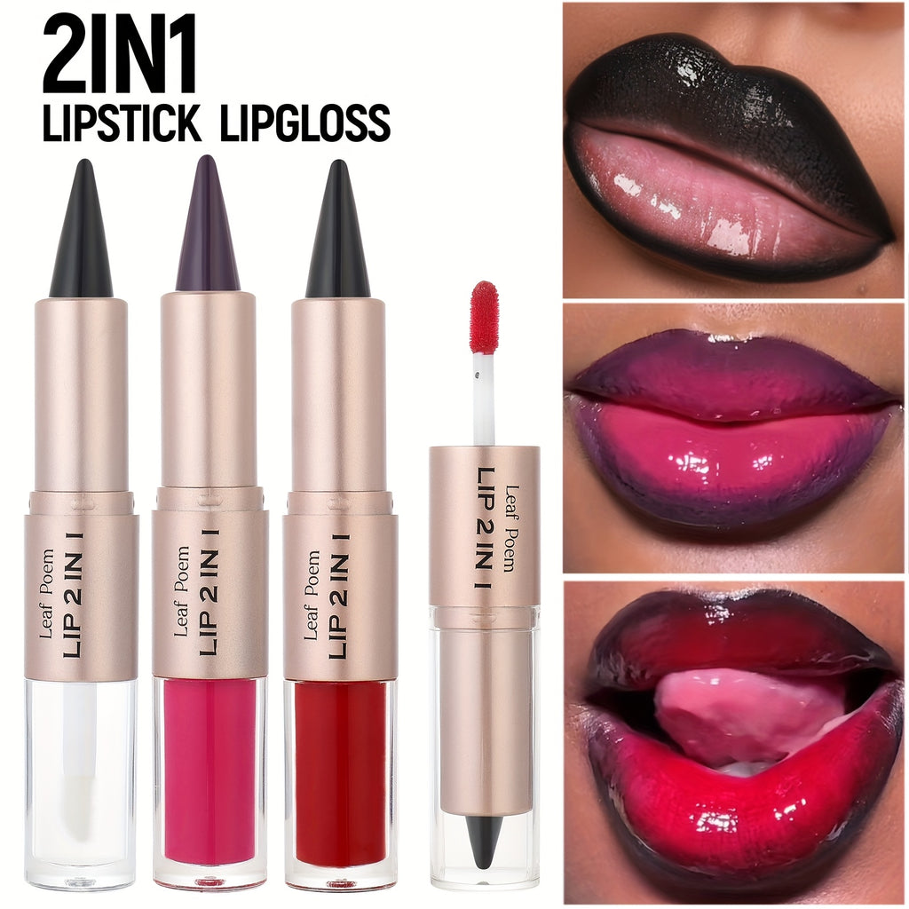 Double Effect Matte Gloss Lipstick, 2-in-1 Dual-Ended Lip Gloss & Lipstick