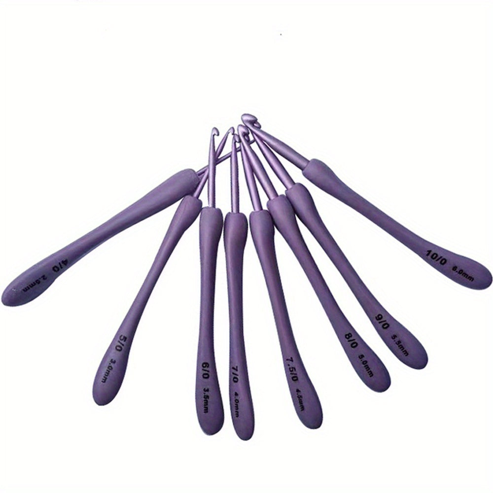 8pcs Ergonomic Plastic Handle Crochet Hooks Set
