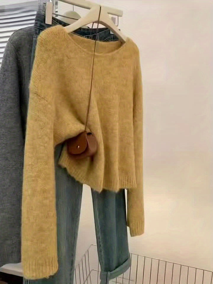 2025 New Christmas Casual Versatile Pullover Soft Short Sweater for Women Autumn Winter Base Layer