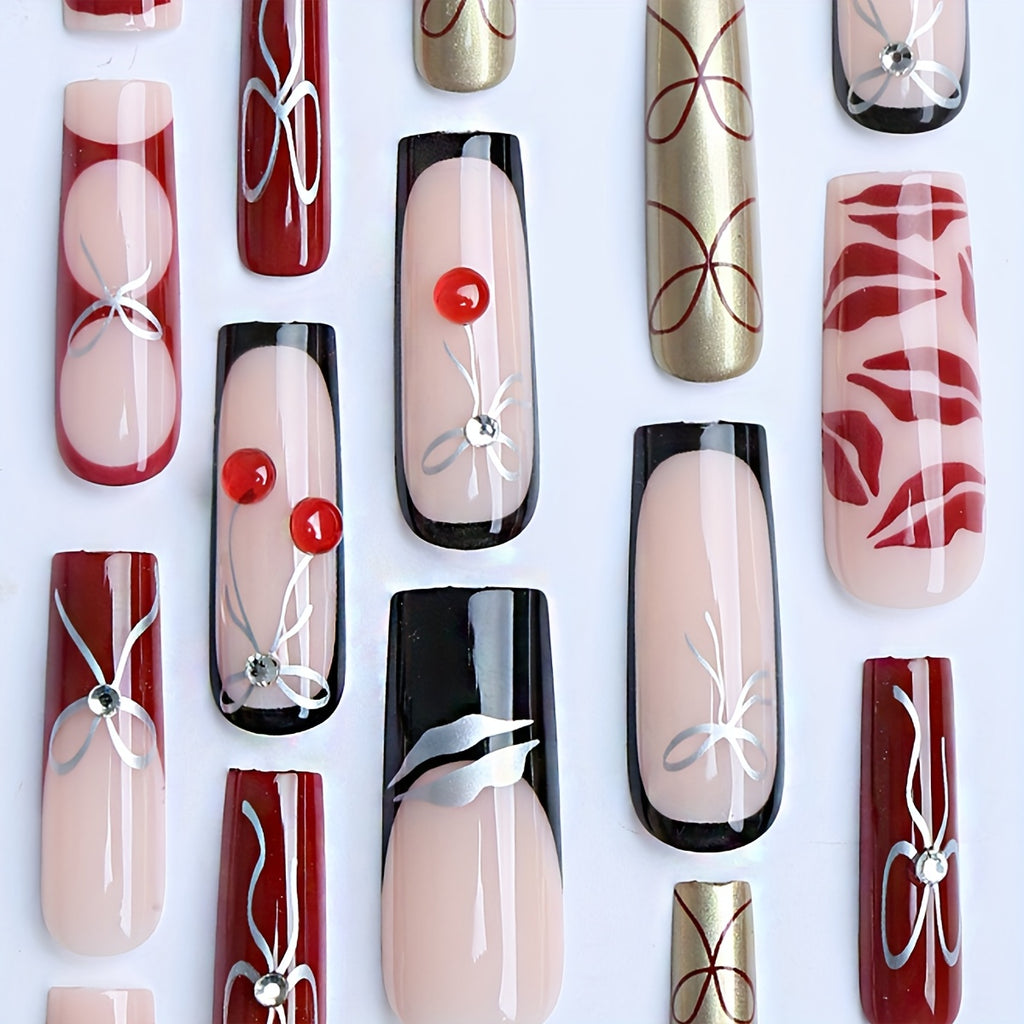 {24pcs} Long Square Press On Nails