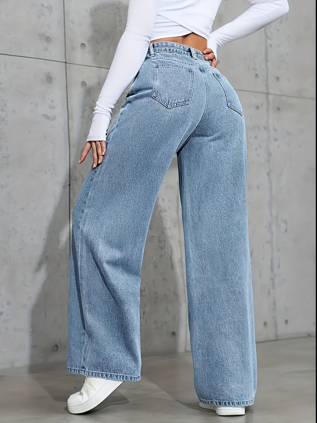 Wide-Leg Studded Jeans