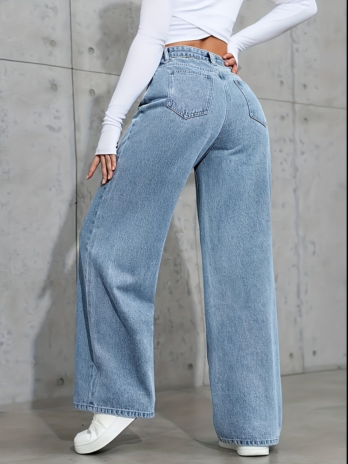 Wide-Leg Studded Jeans