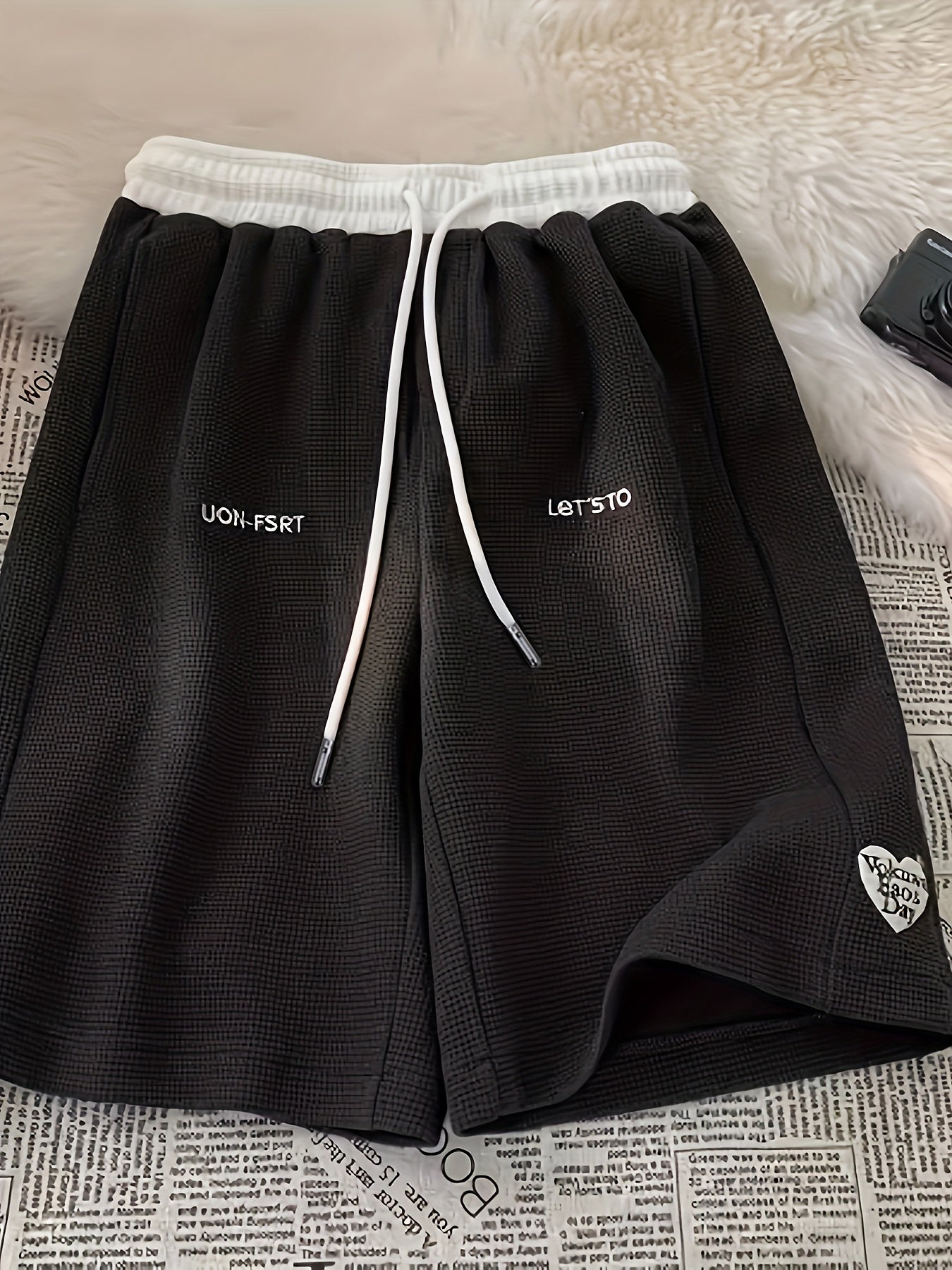 Embroidered Letter Casual Shorts