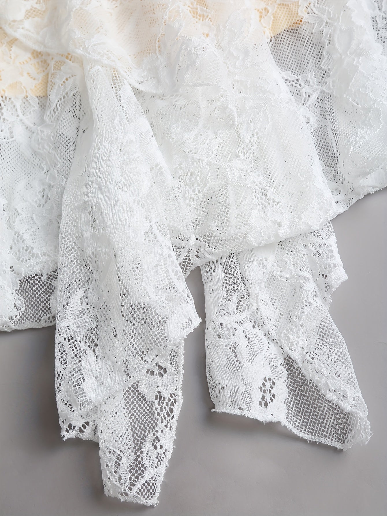 Elegant Off-Shoulder Lace Dress with Ruffle Detail and Bow Accent