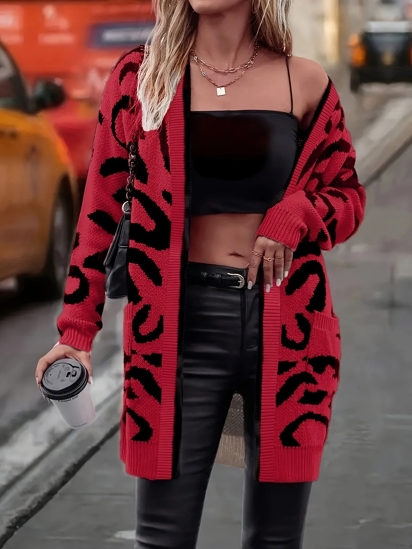 Abstract Pattern Long Sleeve Cardigan