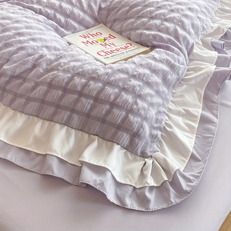 Double-Layer Lace Duvet Cover and Pillowcase Set