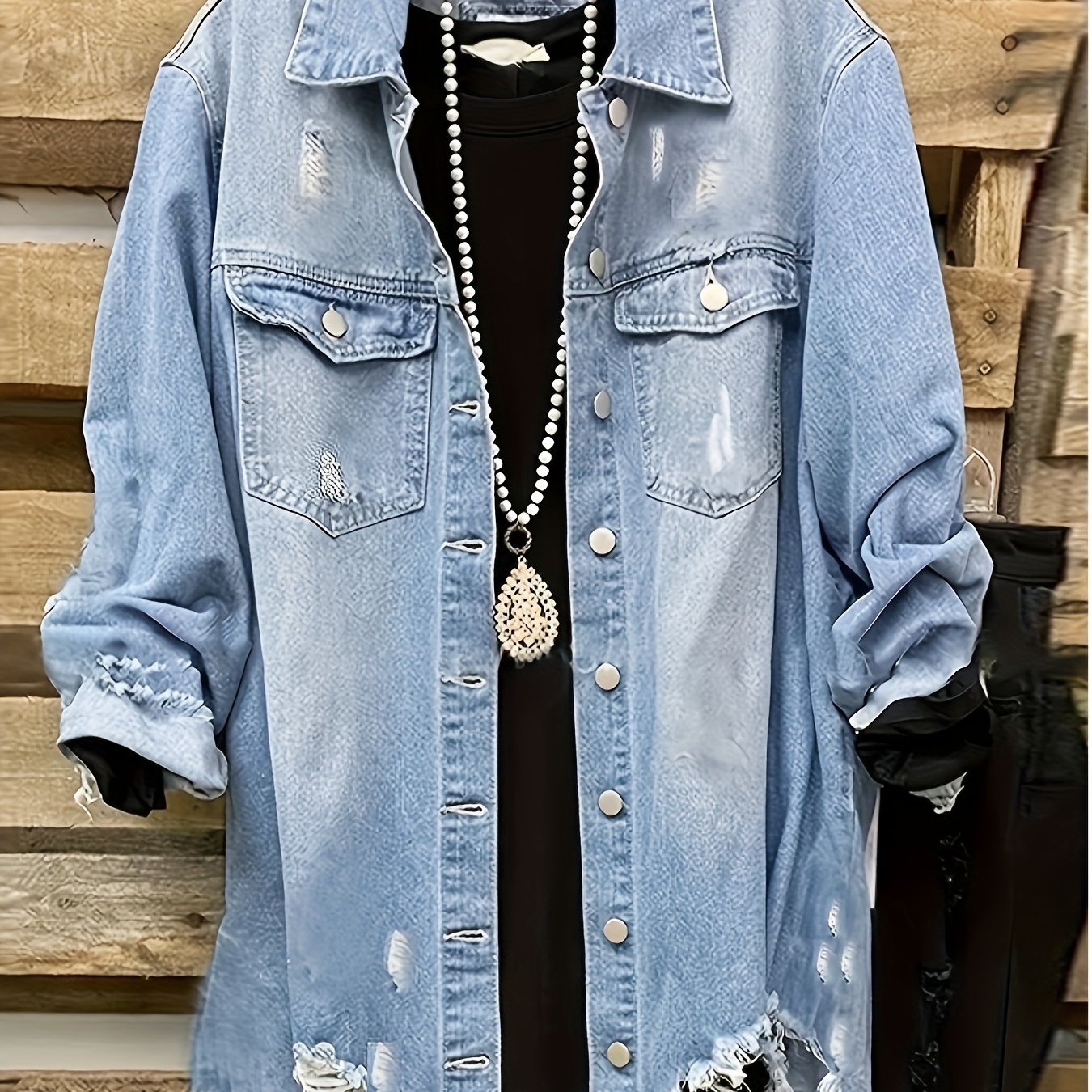 Oversized Vintage White Denim Jacket