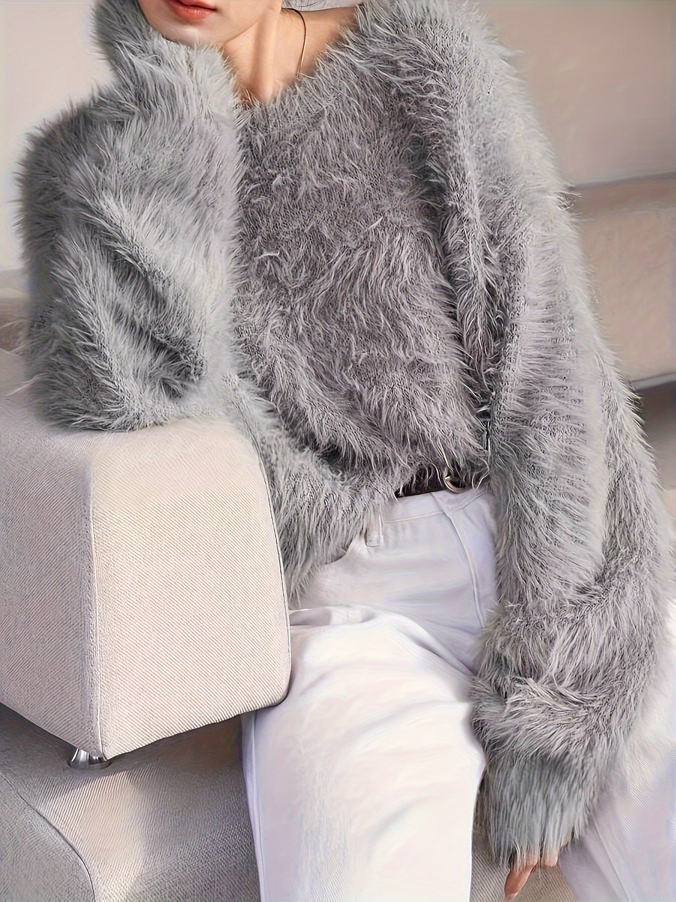 Faux Fur Mink-like Pullover Sweater