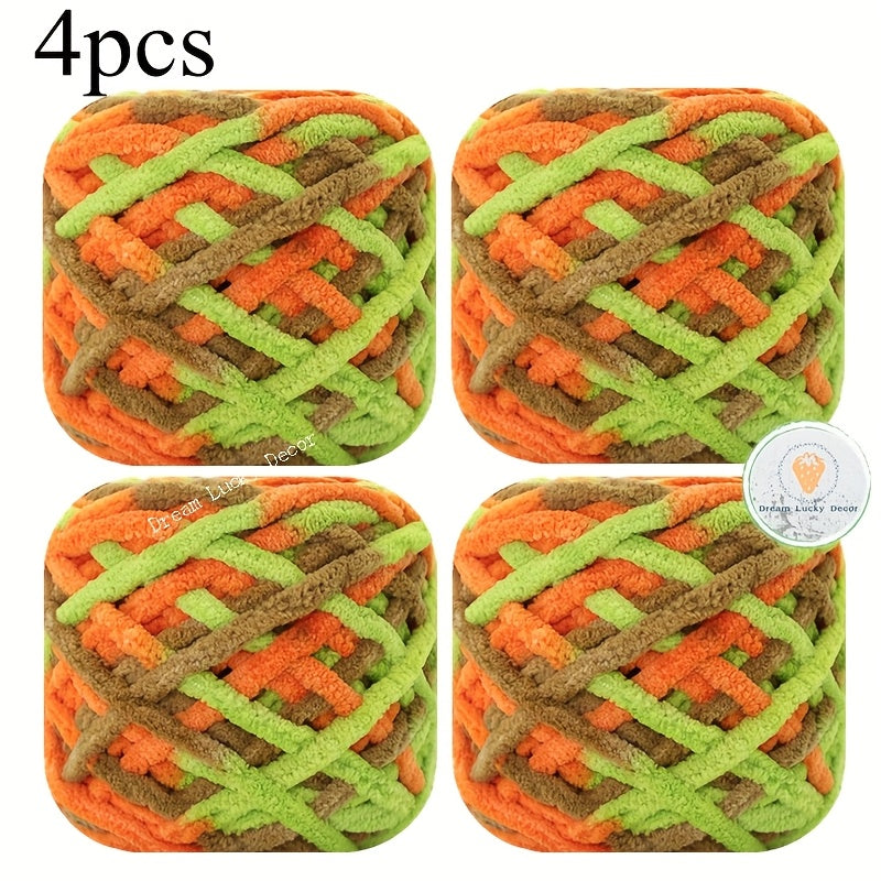 {4pcs} Soft & Thick 100% Polyester Chunky Yarn