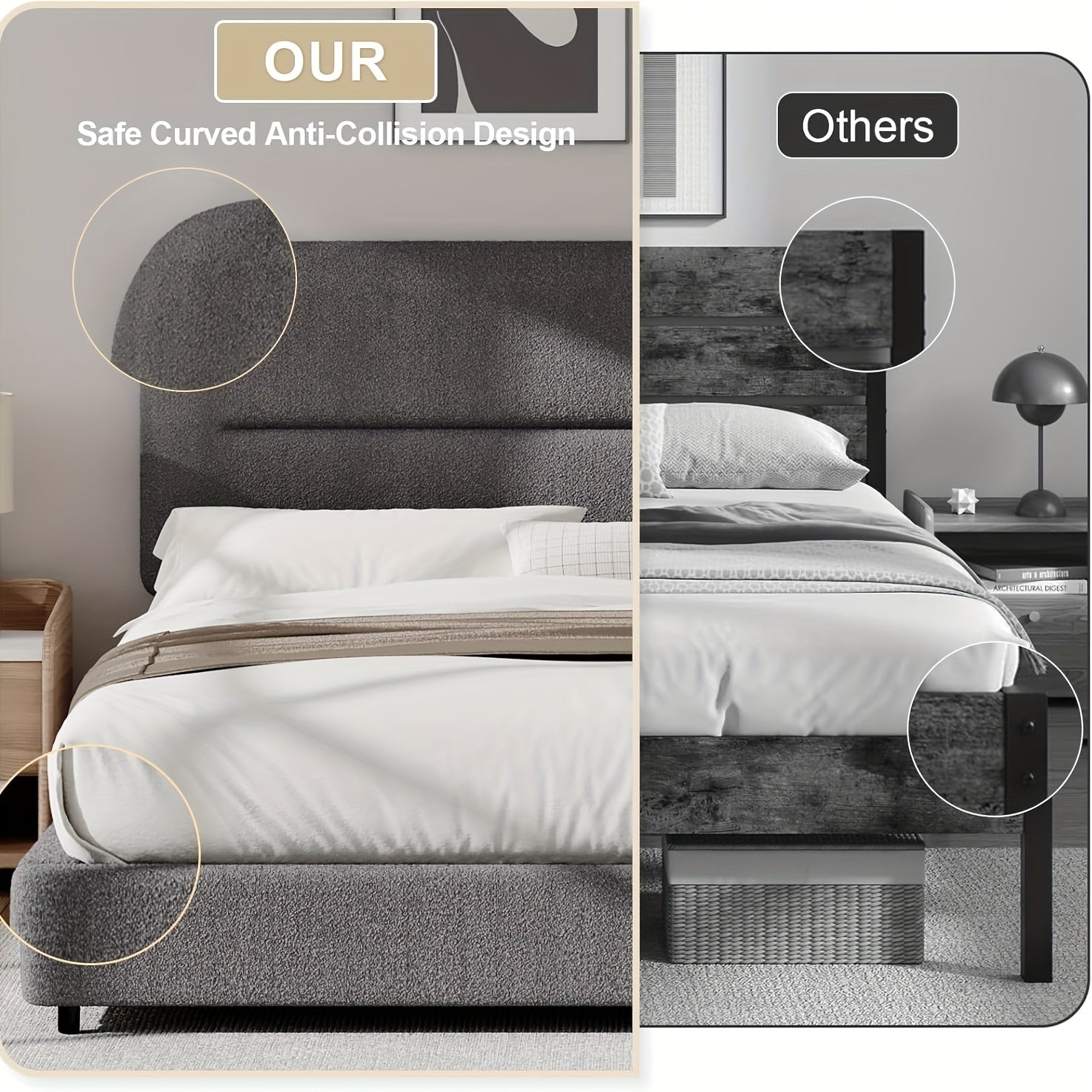 Upholstered Bed Frame with Headboard