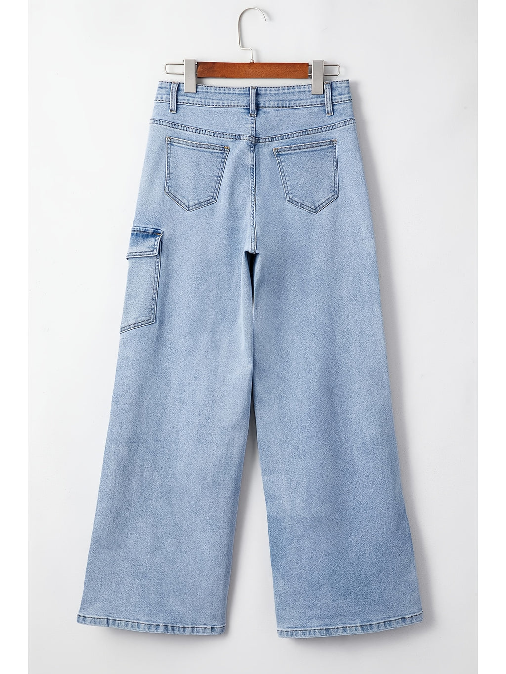 Denim Curved Bow Side Pocket Straight Trousers