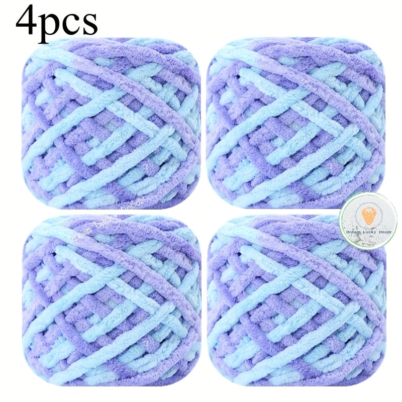 {4pcs} Soft & Thick 100% Polyester Chunky Yarn