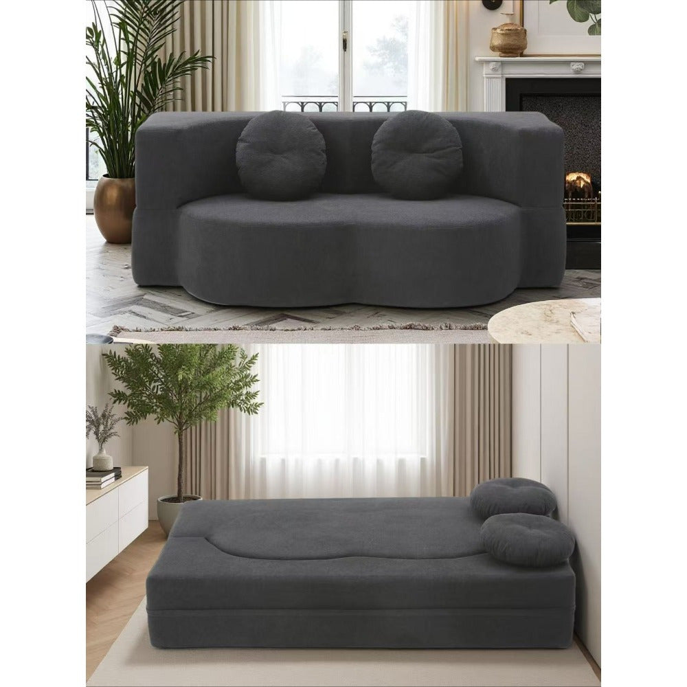 2-in-1 Convertible Folding Sofa Bed with Mattress