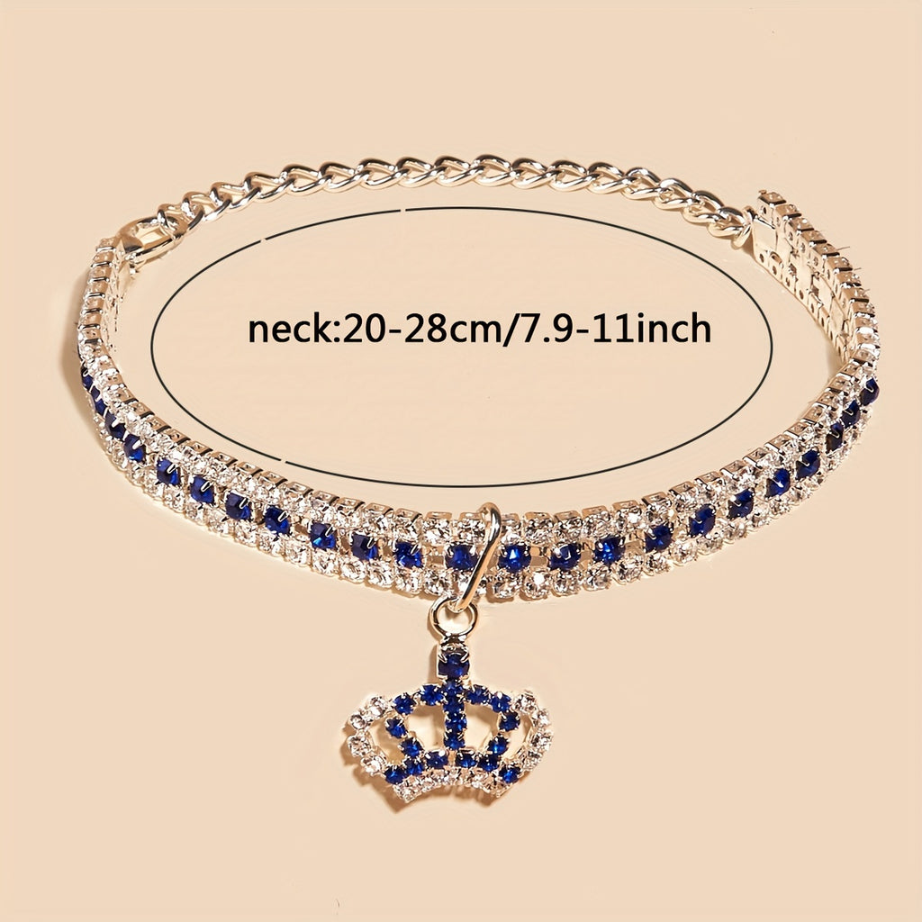 Rhinestone Crown Pendant Collar