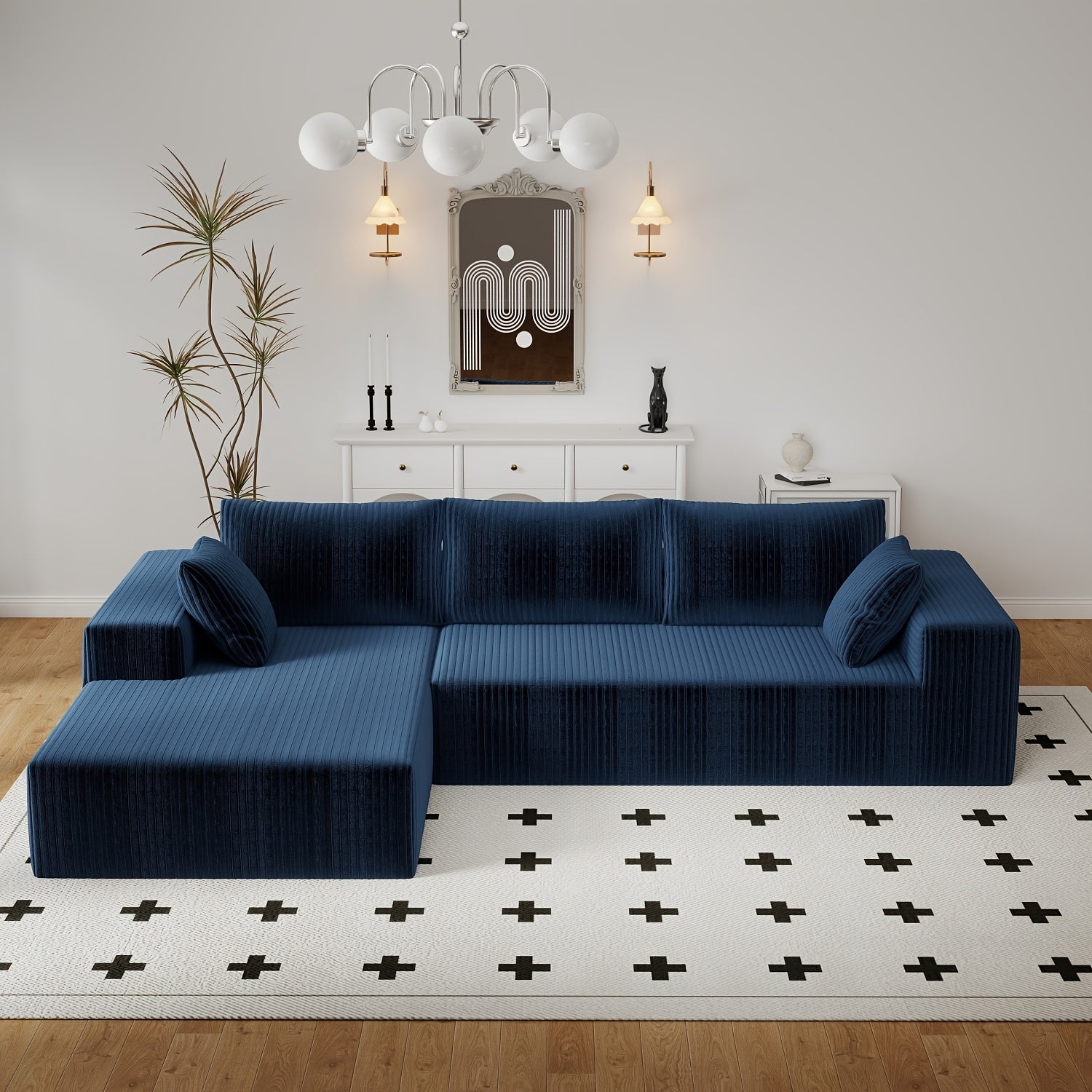 Modern Modular L-Shaped Living Room Cloud Sofa Set