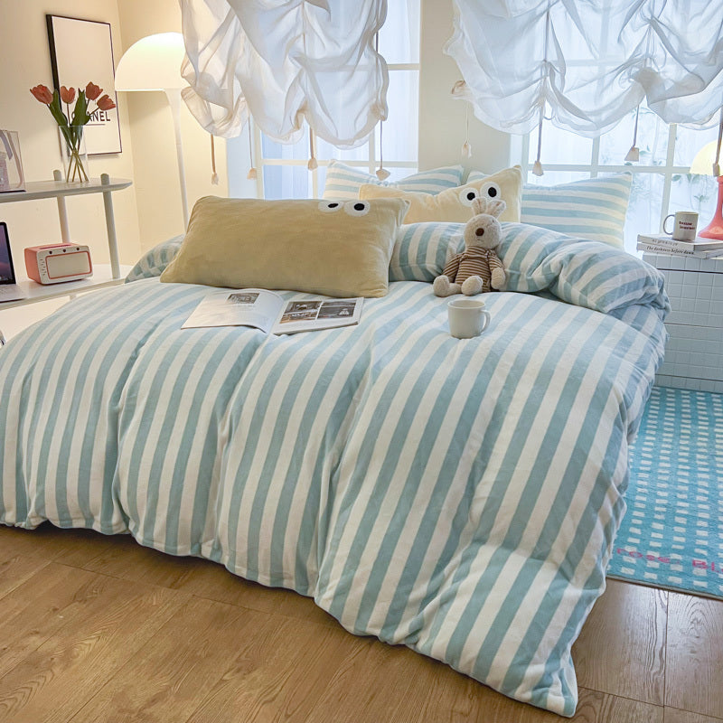 Milk Fleece Striped Duvet Cover