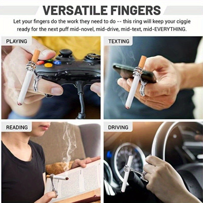 Set of 3 - Holder And Ring with a Hand Bone Skeleton Design