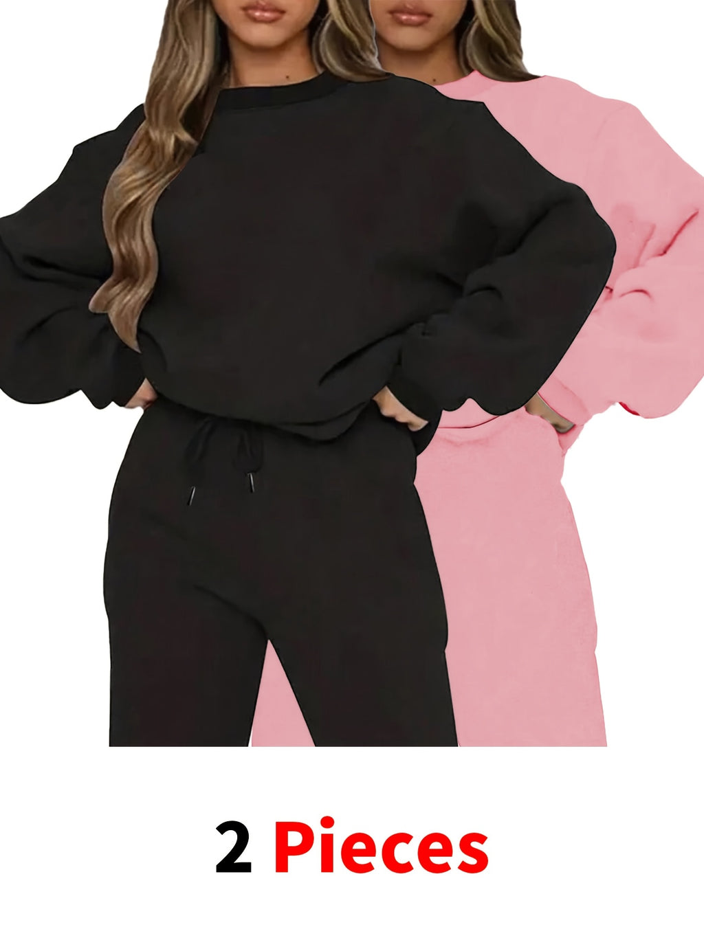 {2pcs} Casual Long Sleeve Round Neck Sweatshirts