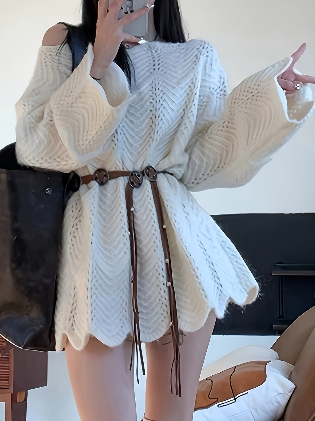 Off-Shoulder/One-Shoulder Lace Kimono Jacket