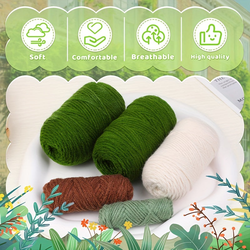 Complete Crochet Starter Kit for Beginners: Green Grass Plants & Hanging Potted Plants