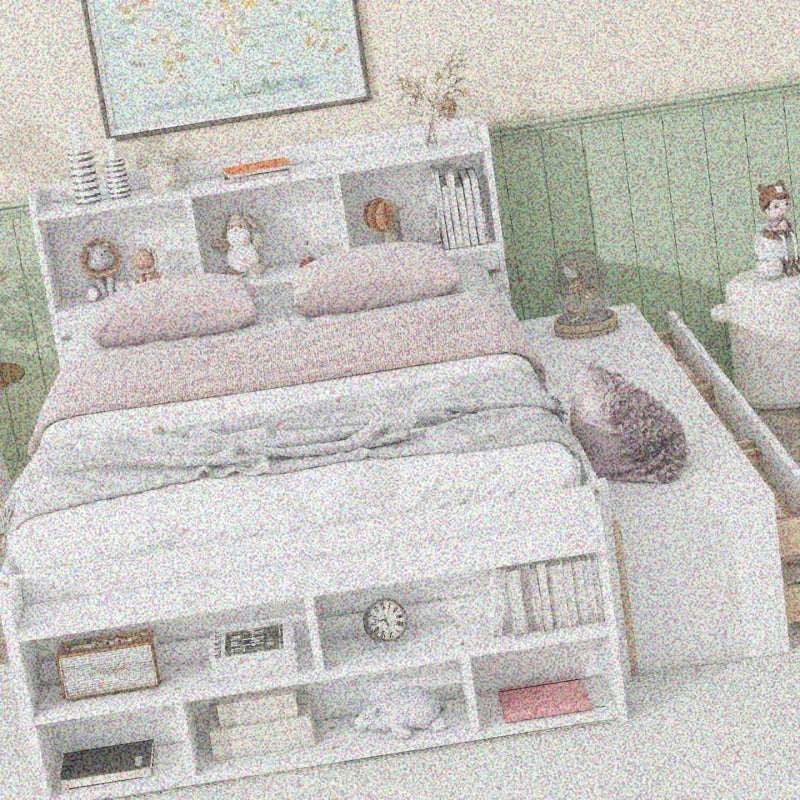 Full Bed with Bookcase Headboard, Under-Bed Storage Drawers & End Storage Case