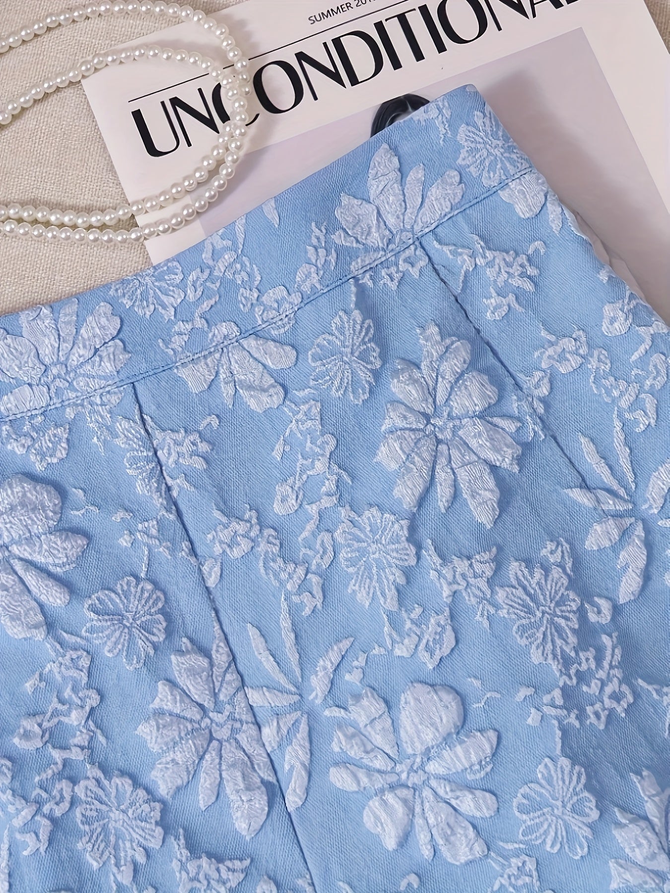 White Floral Print Shorts